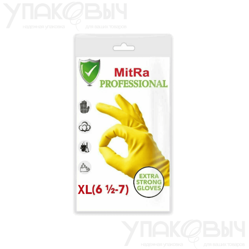 Перчатки резиновые XL с х/б напылением MITRA Professional