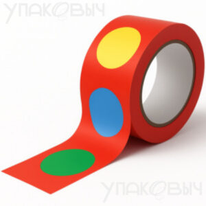 Скотч с логотипом 48мм 45мкм, красная основа +3 цвета, 50м