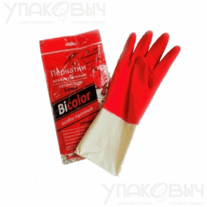 Перчатки хозяйственные BICOLOR M с напылением красно-белые